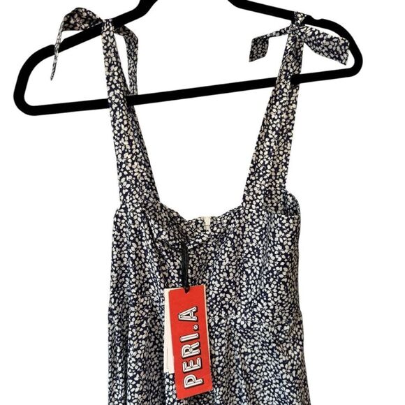 Revolve Michaela Buerger Floral Crochet Trim Midi Swing Dress Blue - Picture 6 of 10